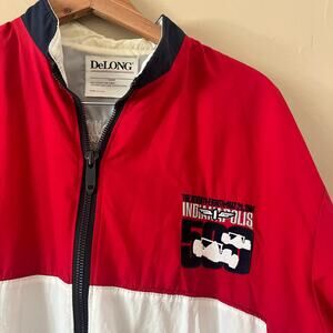 Vintage DeLong Indy 500 Mobil Racing Windbreaker Jacket | Size XL